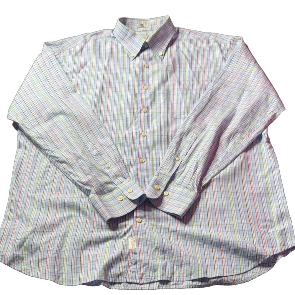 Peter Millar Men's XL Long Sleeve Button Down Shirt Blue Plaid Cotton Regular
